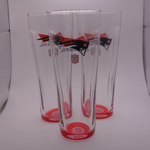 Set of 3 New England Patriots Budweiser Proud Sponsor of the NFL Beer Glasses